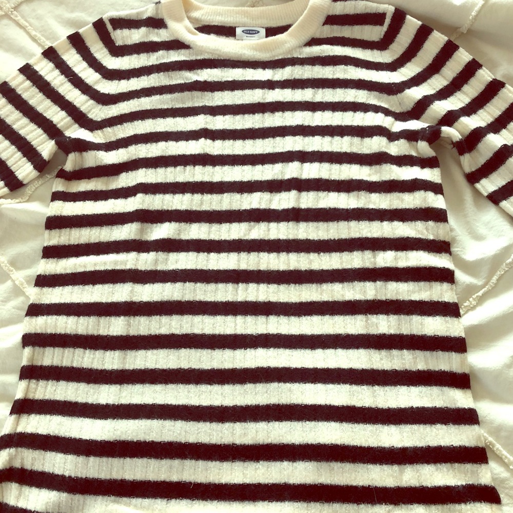 Black and white striped maternity sweater